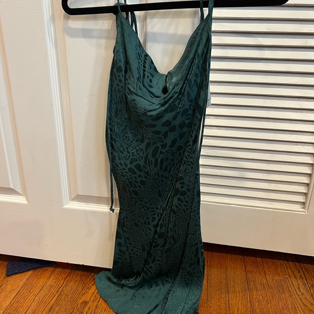 Green printed mini dress